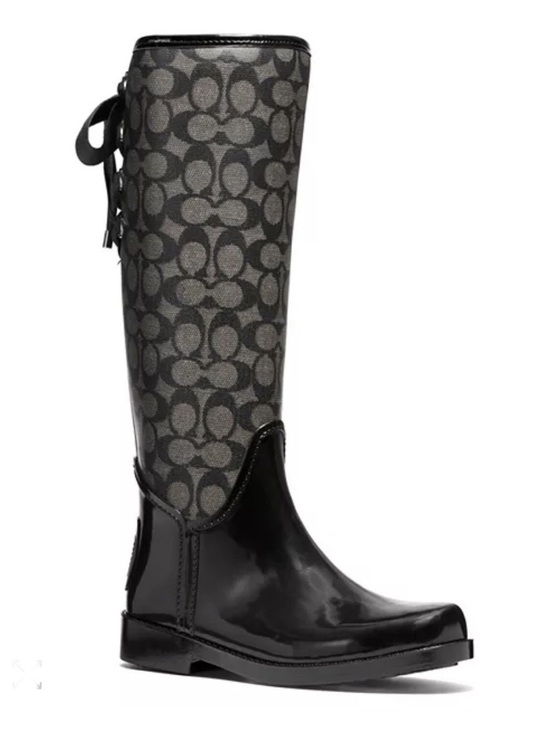 Coach Shoes - Coach Tristee Black/Grey Signature Tall Rain Boot